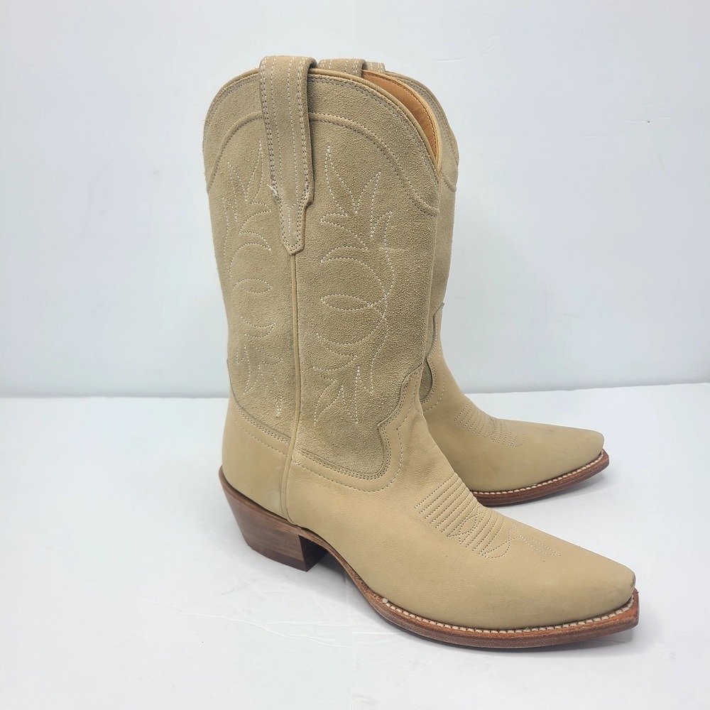 Tecovas The Annie Women's Size 7.5B Fawn Suede Leather Snip-Toe Cowgirl Boots